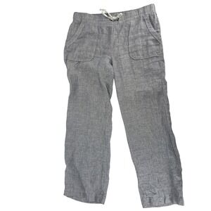 Athleta Striped Linen CAbo Wide Leg Drawstring Gray White Women Size 16